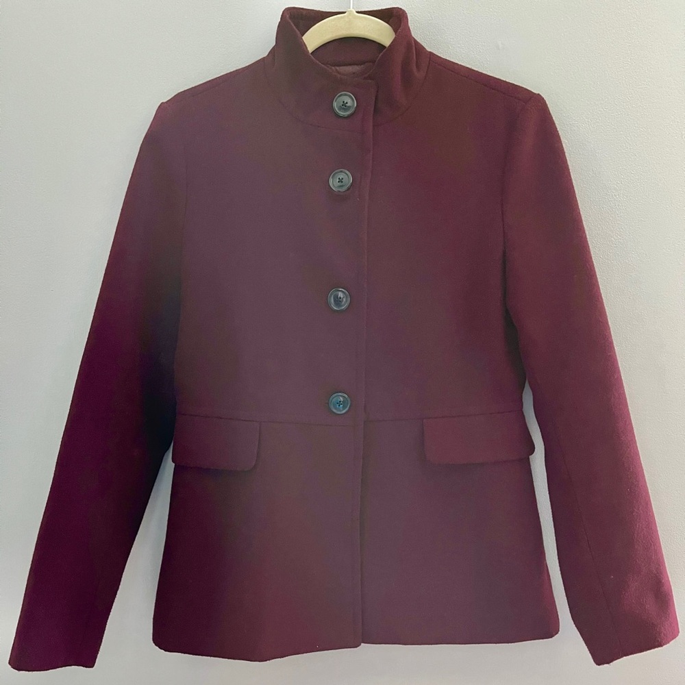 Women Pea Coat - Maroon